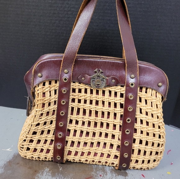 Etienne Aigner Bags Vintage Aigner Straw Shoulder Bag Satchel Purse